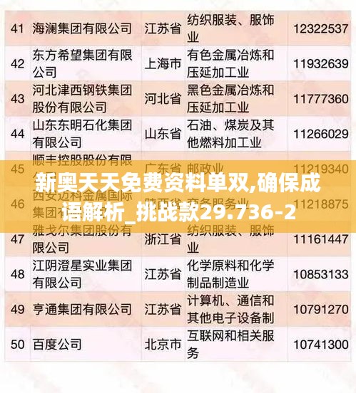 新奥天天免费资料单双,确保成语解析_挑战款29.736-2