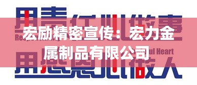 宏励精密宣传：宏力金属制品有限公司 