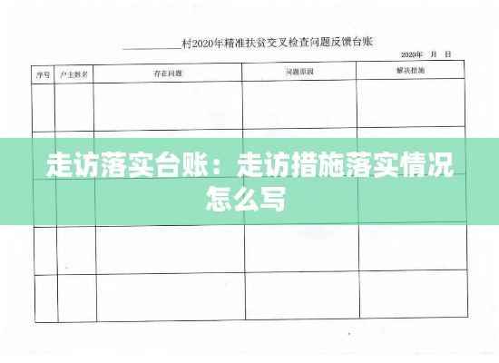 走访落实台账：走访措施落实情况怎么写 