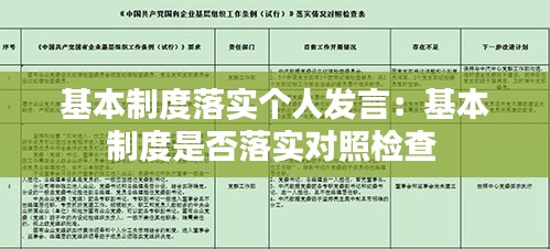 基本制度落实个人发言：基本制度是否落实对照检查 