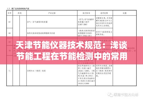 天津节能仪器技术规范：浅谈节能工程在节能检测中的常用仪表论文 