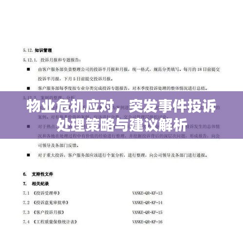 物业危机应对，突发事件投诉处理策略与建议解析