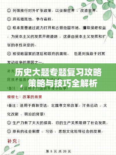 历史大题专题复习攻略，策略与技巧全解析