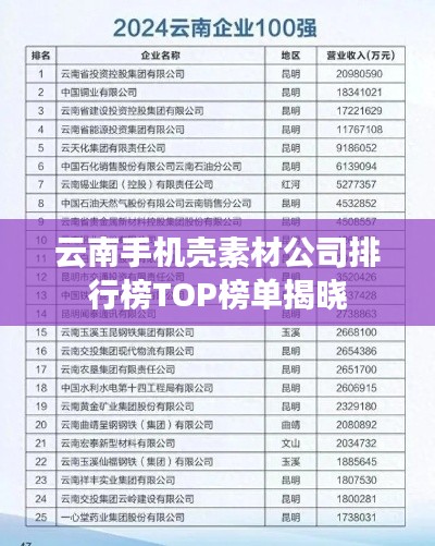 云南手机壳素材公司排行榜TOP榜单揭晓