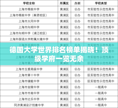 德国大学世界排名榜单揭晓！顶级学府一览无余