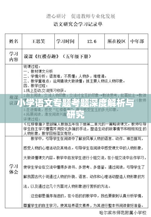 小学语文专题考题深度解析与研究