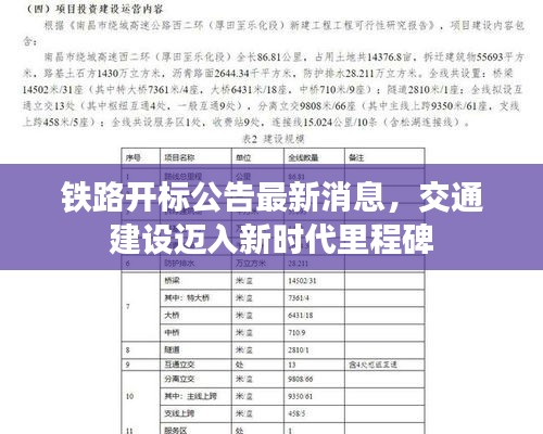 铁路开标公告最新消息，交通建设迈入新时代里程碑