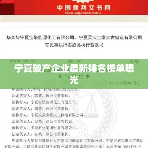 宁夏破产企业最新排名榜单曝光