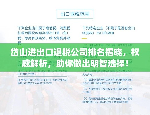 岱山进出口退税公司排名揭晓，权威解析，助你做出明智选择！