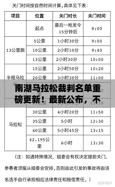 南湖马拉松裁判名单重磅更新！最新公布，不容错过
