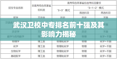 武汉卫校中专排名前十强及其影响力揭秘