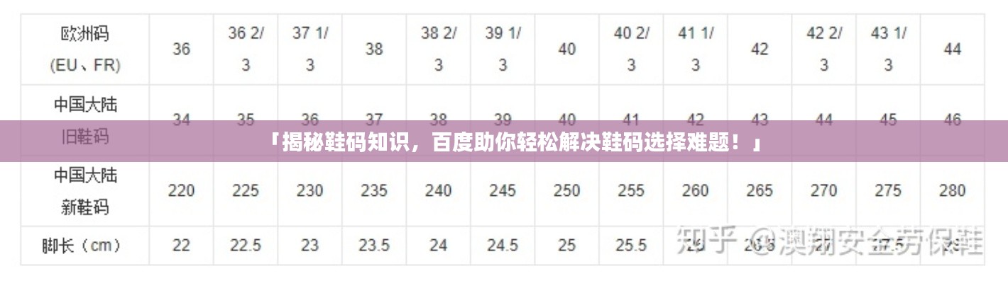 「揭秘鞋码知识，百度助你轻松解决鞋码选择难题！」