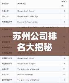 苏州公司排名大揭秘，揭秘苏州企业巨头，引领行业潮流！