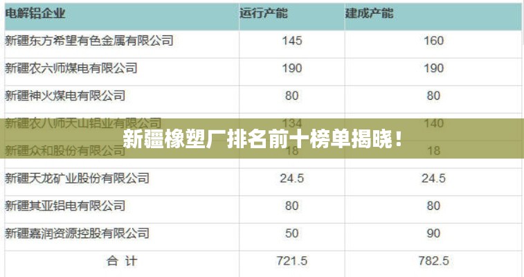 新疆橡塑厂排名前十榜单揭晓！