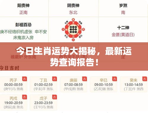 今日生肖运势大揭秘，最新运势查询报告！