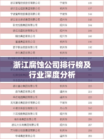 浙江腐蚀公司排行榜及行业深度分析