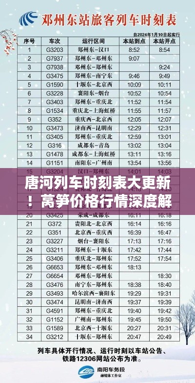 唐河列车时刻表大更新！莴笋价格行情深度解析