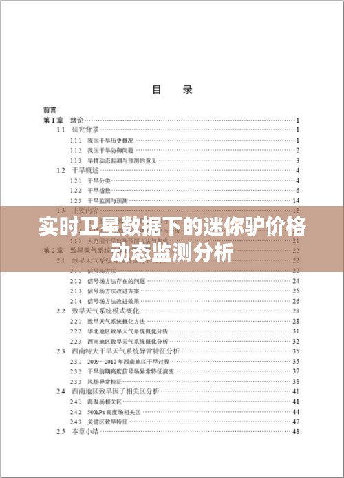 实时卫星数据下的迷你驴价格动态监测分析