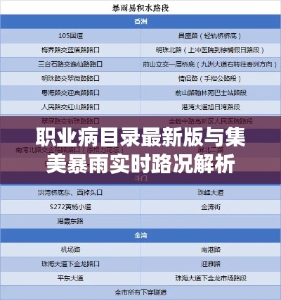职业病目录最新版与集美暴雨实时路况解析
