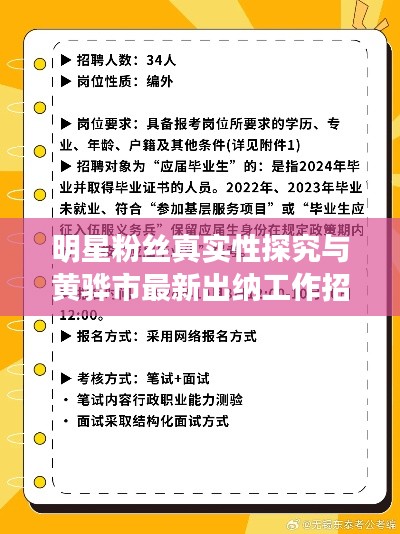 明星粉丝真实性探究与黄骅市最新出纳工作招聘探讨