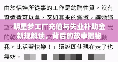 明星梦工厂充值与失业补助金新规解读,背后的故事揭秘