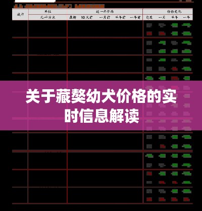 关于藏獒幼犬价格的实时信息解读