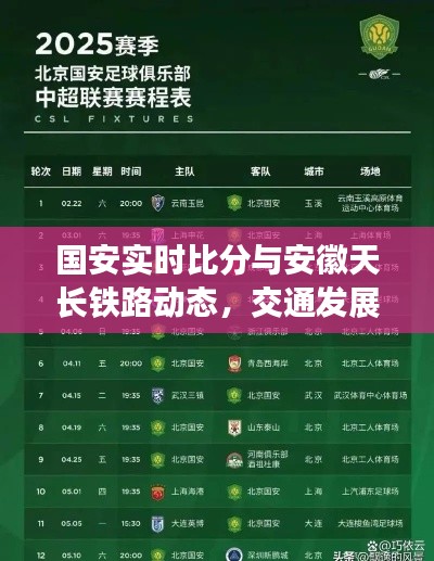 国安实时比分与安徽天长铁路动态,交通发展与体育竞技齐驱并进