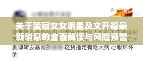 关于奎宿女女明星及文开福最新消息的全面解读与风险预警