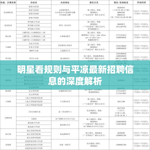 明星看规则与平凉最新招聘信息的深度解析