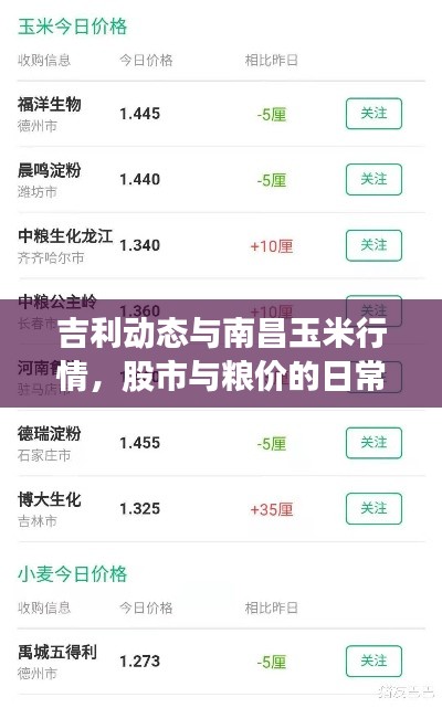 吉利动态与南昌玉米行情,股市与粮价的日常观察分析