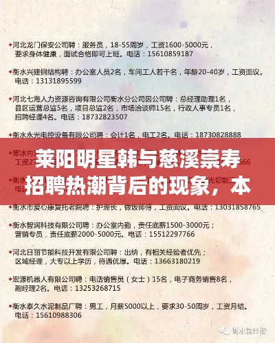 莱阳明星韩与慈溪崇寿招聘热潮背后的现象,本质、成因与破局之路探索