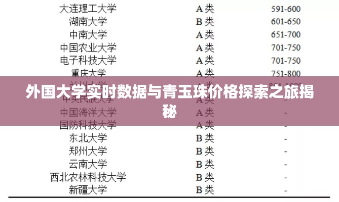外国大学实时数据与青玉珠价格探索之旅揭秘
